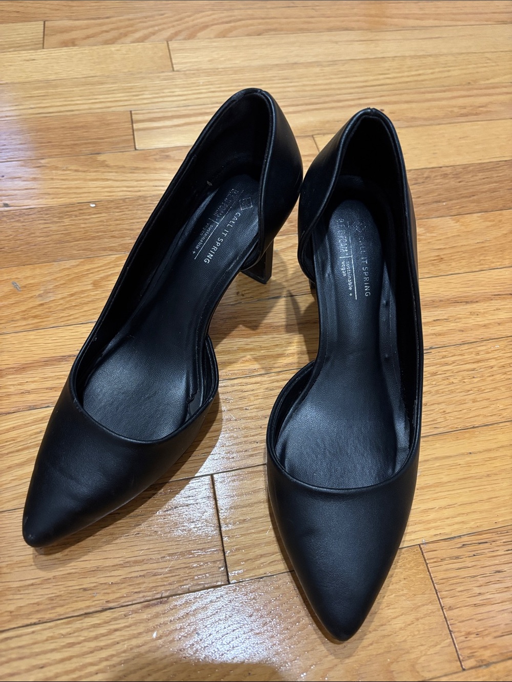 Call It Spring Black Pointed-Toe Low Heel Pumps